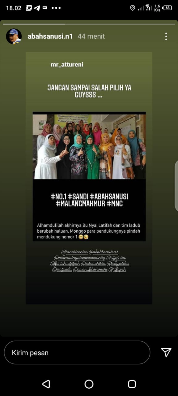 Informasi hoax yanh tersebar di akun Sanusi
