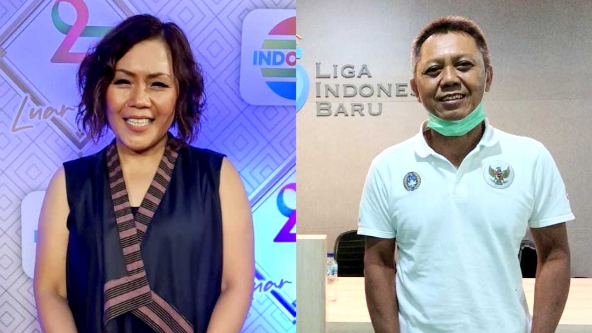 Programming Director PT SCM/Indosiar Harsiwi Achmad (kiri) dan Direktur PT LIB, Sudjarno (kanan)