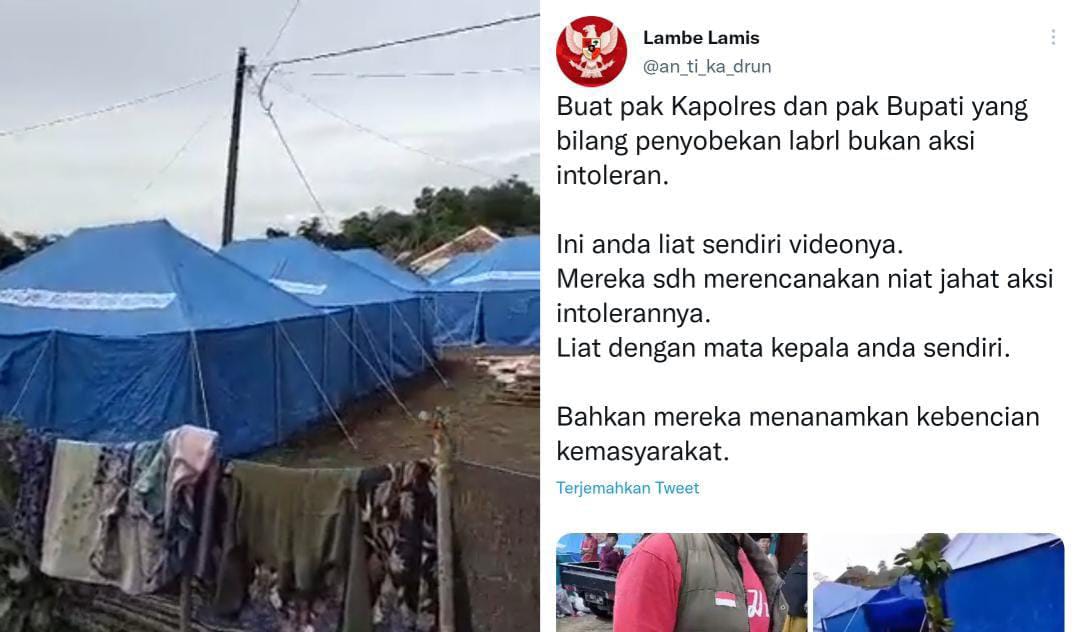 pria tak dikenal sebut tenda pemberian GRRI merupakan tenda orang kafir