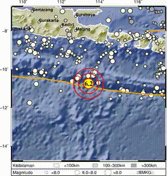 Gempa Jember, Selasa (6/12/2022). (BMKG)