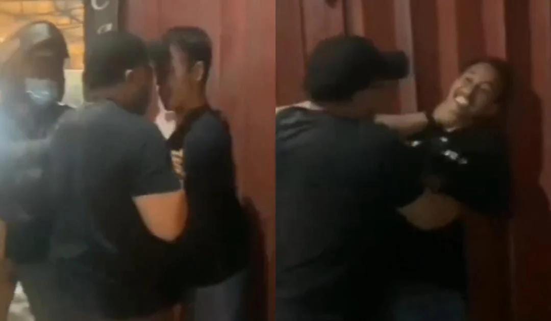 pria mencekik pengendara lain
