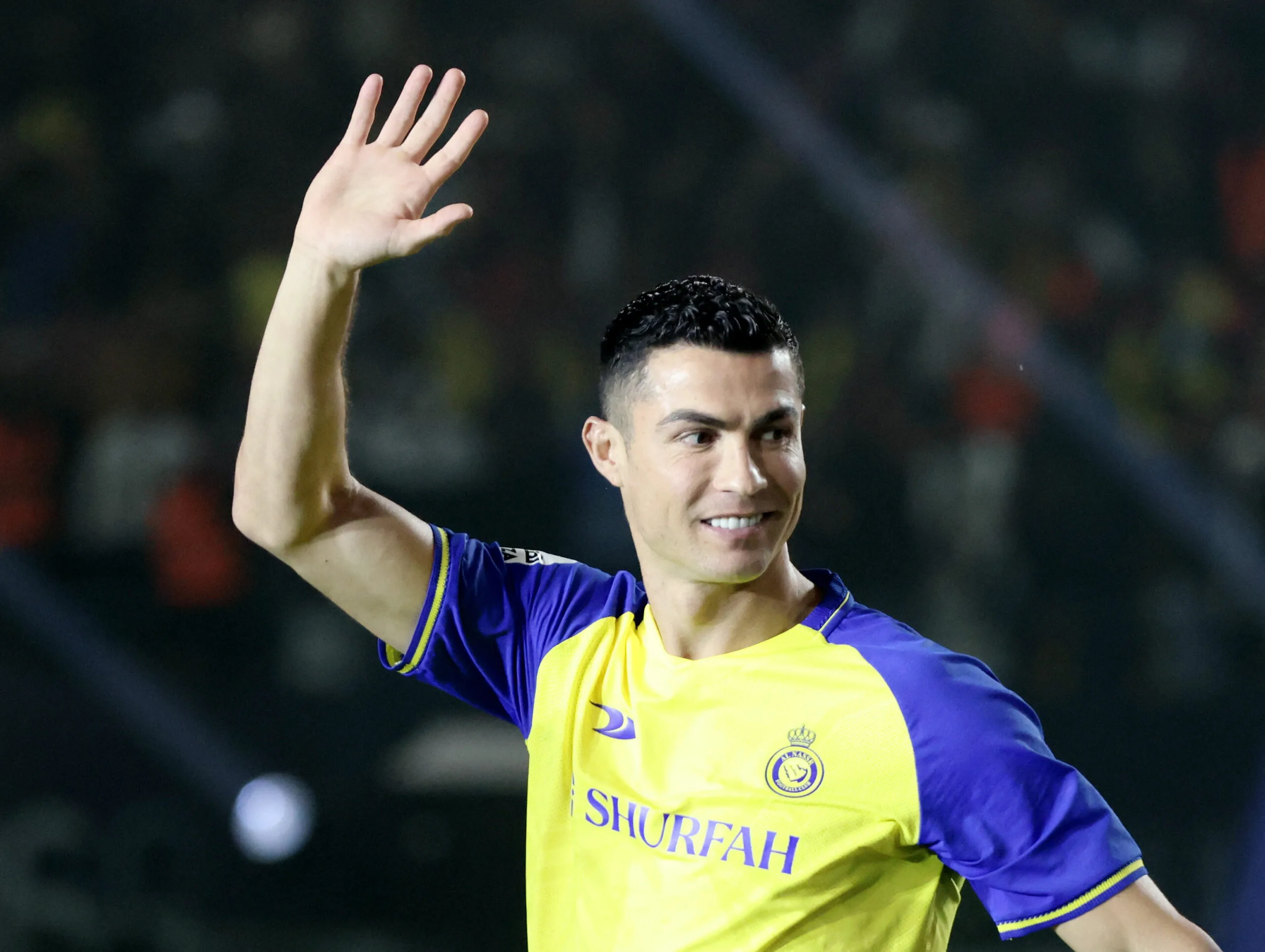 Cristiano Ronaldo tampol untuk klub Al Nassr. (AHMED YOSRI/REUTERS)