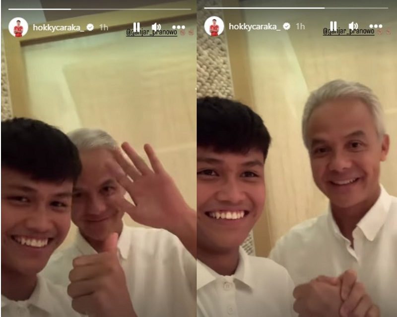 Hokky bertemu Ganjar Pranowo, Selasa (4/4/2023). (Instagram/hokkycaraka)