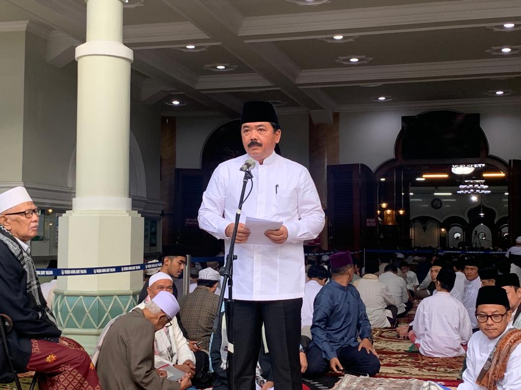 Menteri Agraria dan Tata Ruang/Kepala Badan Pertanahan Nasional (ATR/BPN), Hadi Tjahjanto saat di Masjid Agung Jami Malang, Kamis (29/6/2023) (blok-a/bob)