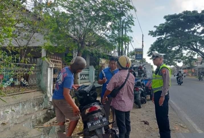 Lokasi tabrak lari di Desa Kedayunan, Kecamatan Kabat, Banyuwangi, Senin (16/10/2023) pagi.