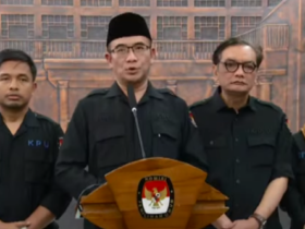 Ketua KPU Hasyim Asy'ari usai mengumumkan hasil Pemilu 2024 di kantor KPU RI, Menteng, Jakarta, Rabu (20/3/2024) malam.