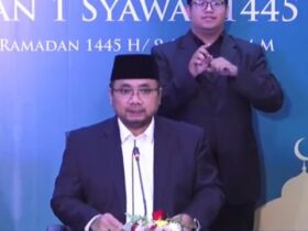 Sidang Isbat penetapan 1 Syawal 1445 Hijriah di Kantor Kemenag, Jakarta Pusat.