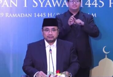 Sidang Isbat penetapan 1 Syawal 1445 Hijriah di Kantor Kemenag, Jakarta Pusat.