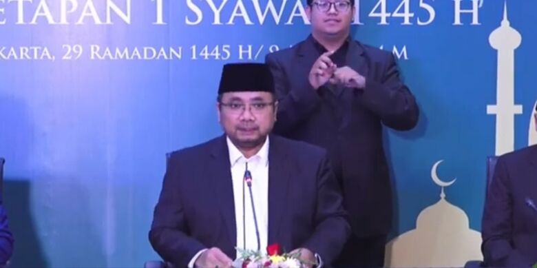 Sidang Isbat penetapan 1 Syawal 1445 Hijriah di Kantor Kemenag, Jakarta Pusat.