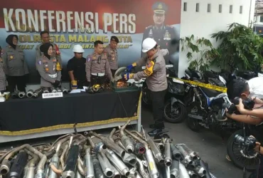 Polisi Musnahkan Ratusan Knalpot Brong di Kota Malang