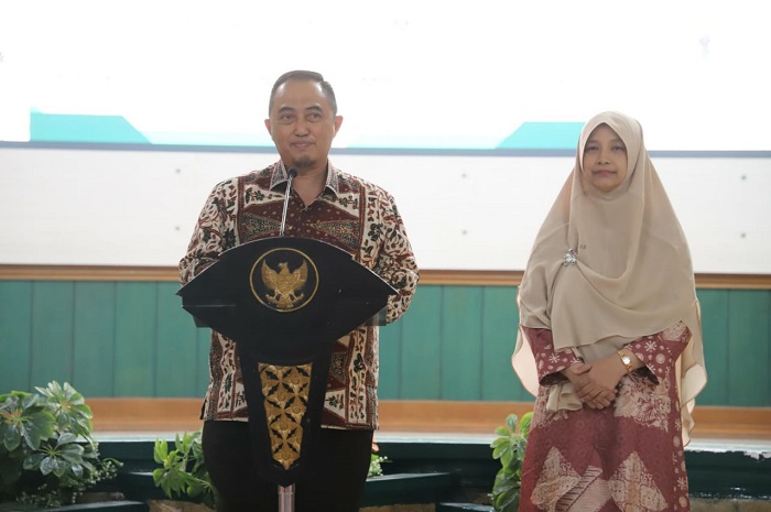 Pj Bupati Jombang Teguh Narutomo saat memberikan sambutan.(dokumen Kominfo)