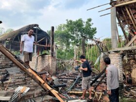Puing-puing bekas kandang ayam di Desa Purwoharjo, Banyuwangi, yang terbakar akibat pembakaran sampah sembarangan, Jumat (15/11/2024). (blok-a.com/Kuryanto)