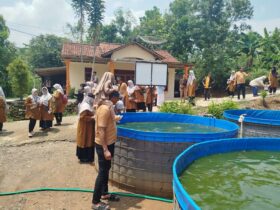 Pemerintah Desa Bunderan Sidayu saat melakukan pelatihan budidaya ikan lele dengan metode Bioflok, di Pusat Budidaya Ikan Lele Mina Mulia, Gunungkidul, Jawa Tengah.
