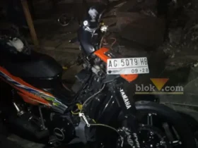 Kondisi sepeda motor korban kecelakaan tunggal di Jalan Veteran, Kota Malang (Andik Agus/Blok-a.com)