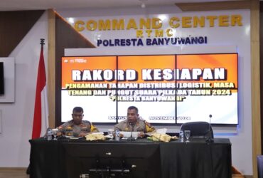 Polresta Banyuwangi saat gelar Rakor Kesiapan Pengamanan Tahapan Distribusi Logistik, Masa Tenang Dan Pungut Suara Pilkada 2024, Jumat (22/11/2024).(dok. Humas Polresta Banyuwangi)