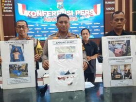 Satlantas Polres Blitar Kota berhasil mengamankan AGS, terduga pelaku tabrak lari di Jalan Kenari, Kelurahan Plosokerep, Kota Blitar beserta barang bukti. (blok-a.com/Fajar)