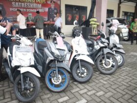 Barang bukti motor curian yang berhasil diamankan polres Jombang.(blok-a.com/Syahrul Wijaya)