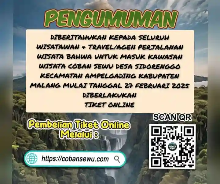 Pengumuman pembelian tiket secara online (Instagram @disparbudkabmalang)