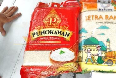Salah satu merk beras yang dijual di operasi pasar murah di Terminal Jajag, Banyuwangi. (blok-a.com/kuryanto)