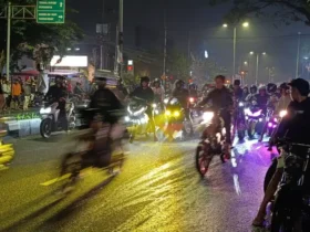 Balap liar yang berada di kawasan Jl. Ciliwung, Kecamatan Blimbing Kota Malang (blok-a.com / Yogga Ardiawan)