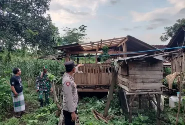 Proses pendataan rumah warga terdampak angin puting beliung di Dusun Karangbaru, Desa Alasbuluh, Kecamatan Wongsorejo, Banyuwangi, Rabu (12/3/2025).