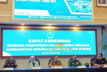 Wakil Wali Kota Malang, Ali Muthohirin saat pemaparan dalam rangka Rakor menjaga kondusifitas menjelang Idul Fitri 1446 H (blok-a.com / Yogga Ardiawan)