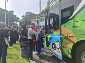 Mudik gratis yang digelar oleh Pemkot Malang hasil kerja sama dengan Pemprov Jawa Timur (blok-a.com / Yogga Ardiawan)