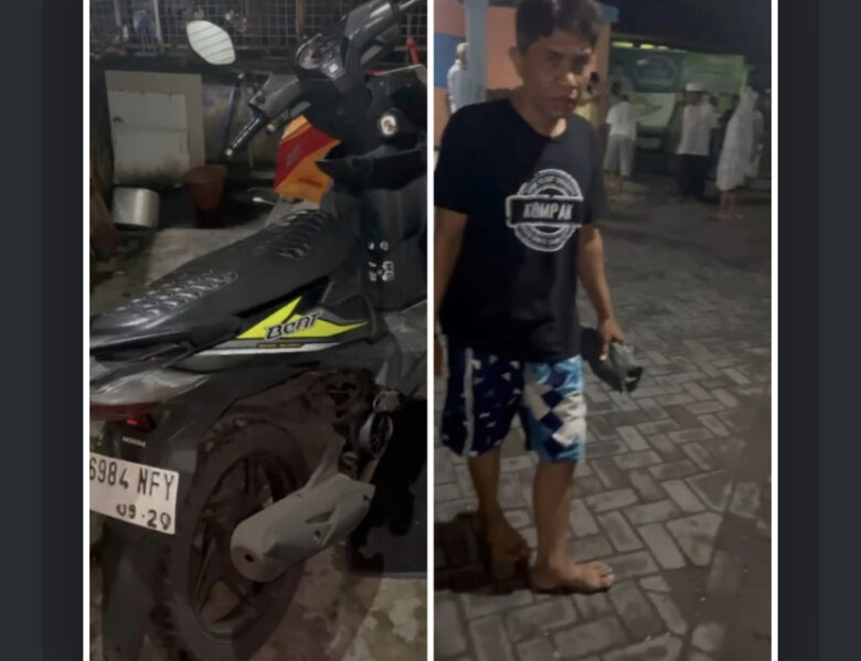 Teks foto : Motor milik korban Rosep Tarmono, warga Desa Wonokupang, Balongbendo, Sidoarjo