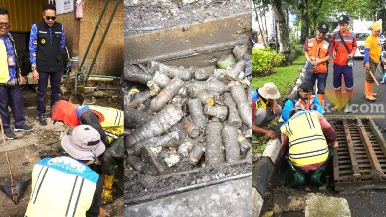 Wali Kota Malang, Wahyu Hidayat saat meninjau drainase di Suhat Malang yang diduga sebabkan banjir, Senin (17/3/2025) (dok. Blok-a.com)