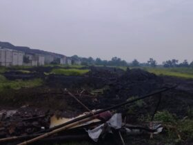 Lokasi pengurukan lahan perumahan Puri Olivia Residence, Kedungsukodani, Balongbendo, Sidoarjo.