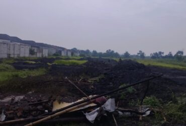 Lokasi pengurukan lahan perumahan Puri Olivia Residence, Kedungsukodani, Balongbendo, Sidoarjo.