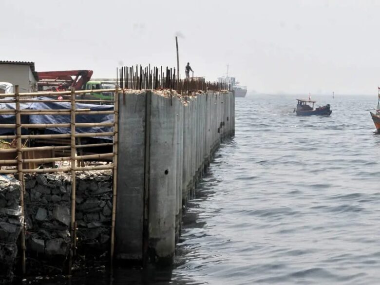 ilustrasi pembangunan Giant Sea Wall.(Istimewa)