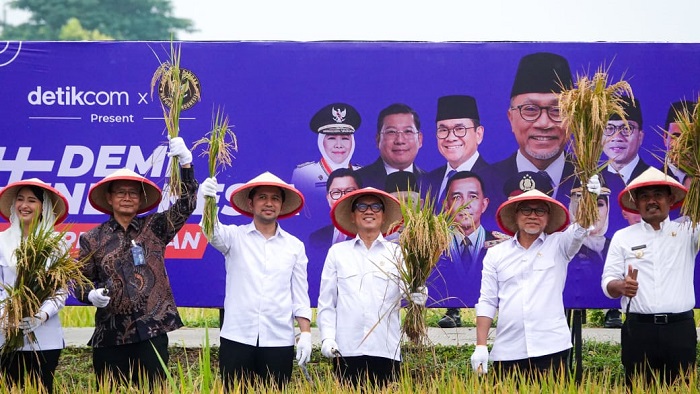 Panen raya 5 hektare area persawahan di Desa/Kecamatan Pangkur, Ngawi, Senin (3/3/2025).