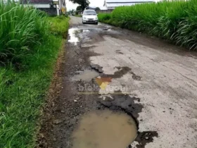 Salah satu ruas jalan rusak di Kabupaten Blitar. (blok-a.com/Fajar)