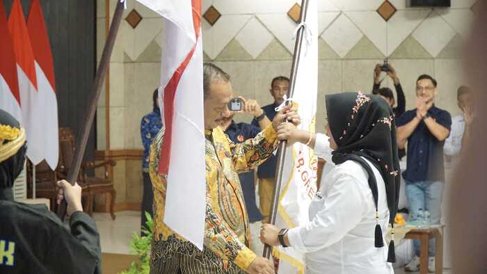 Pelantikan KONI Kabupaten Gresik periode 2025–2029 digelar di Aula Mandala Bakti Praja, Kantor Bupati Gresik.(Istimewa)