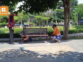 Pemasangan kursi di Taman Bunga Merjosari yang merupakan bekas kursi di Jalan Ijen, Kota Malang (tangkapan layar Instgram @mlg.sekarang)