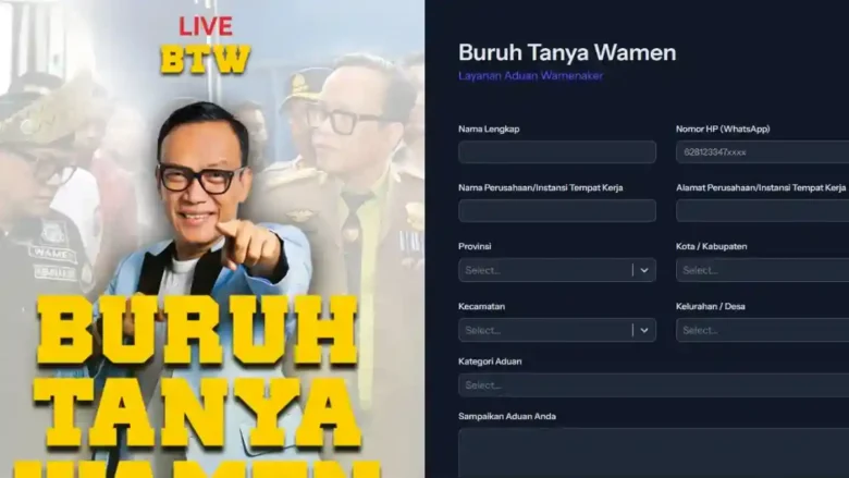 Tampilan kanal aduan digital Buruh Tanya Wamen (BTW) (Blok-a.com)