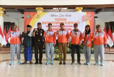 Pelepasan kontingen atlet Sidoarjo di Pendapa Delta Wibawa.