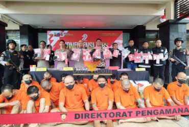 Rilis pengungkapan peredaran narkotika di Kota Malang yang digelar oleh Polresta Malang Kota (blok-a.com / Yogga Ardiawan)