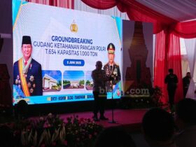 Groundbreaking gudang ketahanan pangan Polda Jatim di Bangsal, Mojokerto.(Blok-a.com/Syahrul Wijaya)