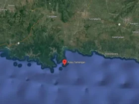 Tangkapan foto satelit pulau yang jadi objek sengketa wilayah antara Kab. Trenggalek & Kab. Tulungagung (google maps)