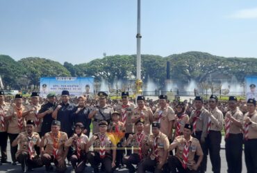 Apel Hari Pramuka Ke-64 yang digelar di Halaman Balai Kota Malang (blok-a.com / Yogga Ardiawan)