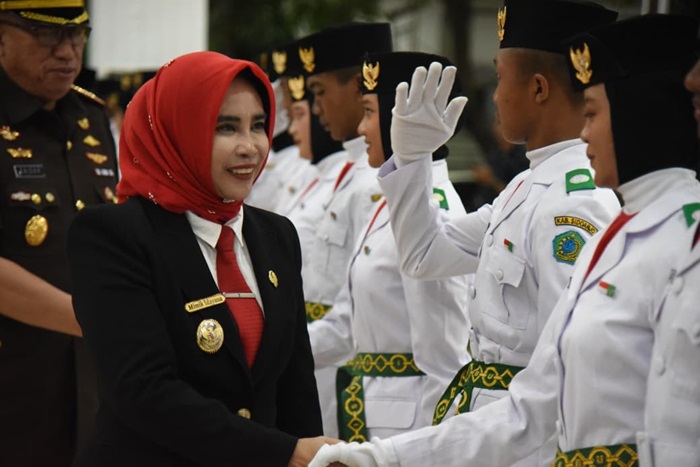 Pengukuhan anggota Paskibraka Kabupaten Sidoarjo tahun 2025,di Pendopo Delta Wibawa, Jumat (15/8/2025).