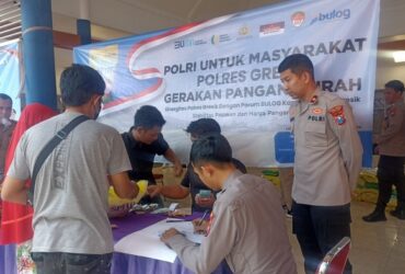 Polres Gresik bersama Diskoperindag Kabupaten Gresik gelar Gerakan Pangan Murah.(istimewa)