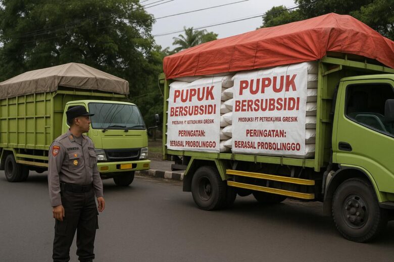 Truk pupuk subsidi ilegal di Ngawi diamankan polisi.
