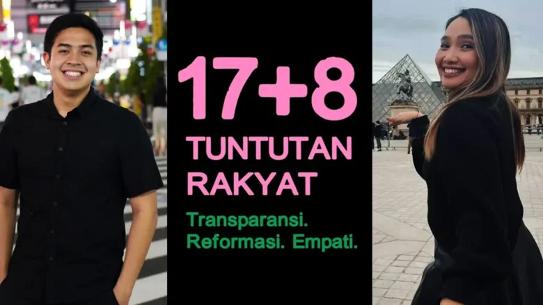 Jerome Polin & Salsa Erwina bersama unggahannya "17+8 Tuntutan Rakyat"
