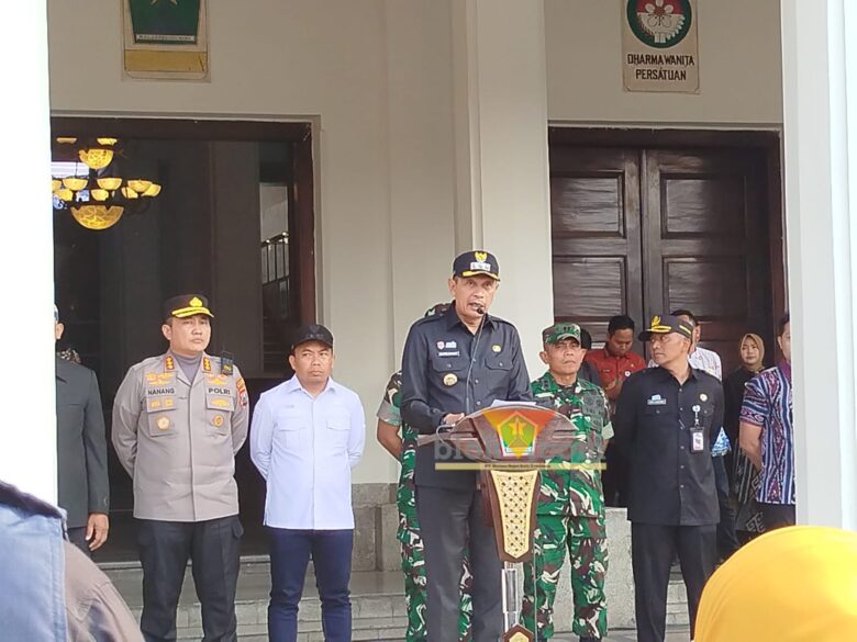 Wali Kota Malang, saat memberi sambutan dalam kegiatan deklarasi “Sinergi Ngalam Mbois Guyub Damai Jogo Kota Malang” (blok-a.com / Yogga Ardiawan)