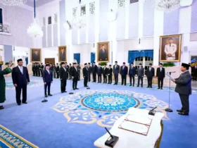 Prosesi pelantikan menteri dan wakil menteri baru oleh Presiden Prabowo Subianto di Istana Negara Jakarta, pada Senin, (8/9/2025. (Foto: BPMI Setpres)