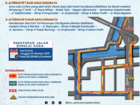 Gambar rekayasa arus lalu lintas di Bypass Mojokerto.(dokumen Satlantas Polres Mojokerto Kota)