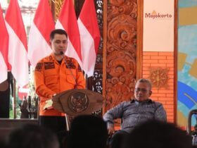 Bupati Mojokerto dalam puncak acara peringatan bulan PRB 2025.(blok-a.com/Syahrul Wijaya)